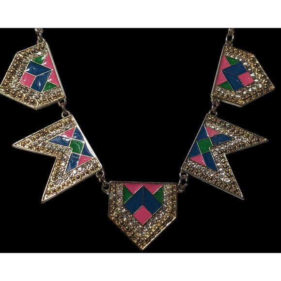 Jewelry - Retro Glam Rainbow Geometric Statement Necklace